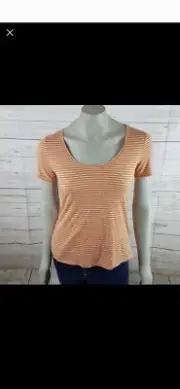 NEW Melrose Market Size XXSmall Tee Shirt Top Spring Striped Orange Open Back