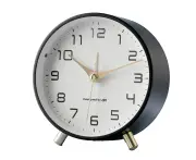 Simple clock, light luxury alarm clock, silent, frosted metal student desk clock black