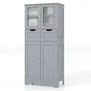 Costway Floor Cupboard Cabinet Bathroom Storage Organizer 4 Door 2 Drawer