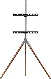 One for All Universal Tripod TV Stand – Walnut/Gunmetal - Screen Size 32-65”- LCD/LED/Plasma/OLED/QLED TVs – 360° Swivel and Height Adjustable – VESA 400x400 – Elegant Design - WM7471