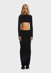 [Kiki Riki] Backless Crop Top And Maxi Skirt Set