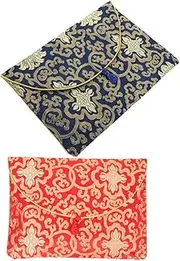 jojofuny 2Pcs Delicate Buddhist Scriptures Storage Bag Soft Embroidery Pouch for Outdoor Travel Office Convenient Portable Scripture Bag Protects Books with Sponge Filling