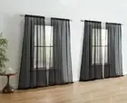 Black Sheer Curtain Panels: Sheer Voile Light Filtering Window Treatment Cove...