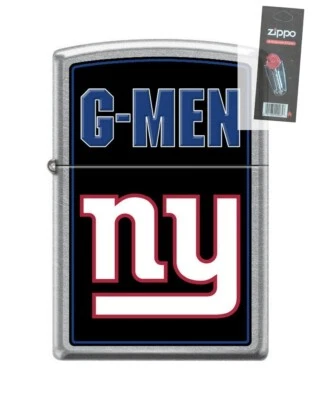 Zippo 9117 New York Giants G Men NFL Street Chrome Lighter + FLINT PACK