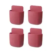 BOOC [4PK] Remote Control Holder Wall Mount Holders Hole-Free - Red