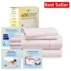 Breathable Cooling Blue Full Cotton Bed Sheets - 4-Piece Set with Deep Pockets