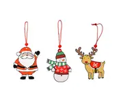 C107 6PCS Christmas Wooden Pendant Old Man Snowman Elk Set Pendant Christmas Scene Decoration Christmas Ornaments