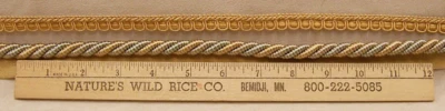 Fancy Twisted Cord Trims Gold, Teal Blue, Light Gray & Ribbon Trim Lot of 2 NEW!