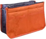 [TOVINANNA] Toiletries Storage Holder Handbag Organizer Handbag Storage Organizer Portable Handbag Travel Storage Bag Double Zipper Storage Bag Travel Makeup Bag Wash Bag Sundries Bag Orange
