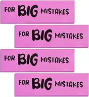 ArtCreativity Novelty Bulk Pink Mistake Erasers for Kids, Pack of 4, Really Big Eraser for Mistakes for Kids, 5.5 Inch Giant Pencil Rubber, Cool Back to School Stationery Supplies for Boys and Girls