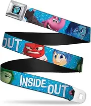 [Buckle-Down] Seatbelt Belt - INSIDE OUT 6-Character Pose Sparkle Blue/White - 1.0" Wide - 20-36 Inches in Length