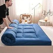 mattress Mattress Japanese Floor Mattress Soft Breathable Futon Mattress Tatami Folding Wool Wrap Mattress Thick Warm Double Bed Cushion Mat (Color: Blue Size