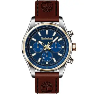 【Timberland】天柏嵐 ASHMONT II系列 戶外多功能腕錶 皮革錶帶- 海軍藍/奶油棕46mm(TDWGF2100403)