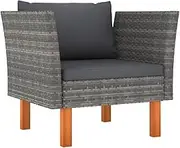 Garden Sofa Poly Rattan and Solid Eucalyptus Wood