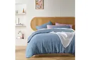 Vintage Design Homewares Denim Blue French Linen Quilt Cover Set King