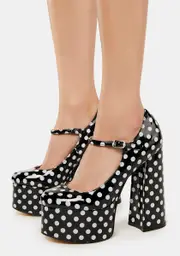 [Lemon Drop by Privileged] Polka Dot Sparkley Patent Platform Heels