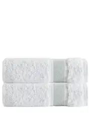 DePera Home Set of 2 Unique Green Stripe Bath Towels