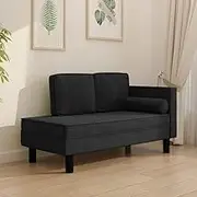 Chaise Lounge with Cushions and Bolster Black Velvet,Luxurious Velvet Chaise Lounge: Comfort and Elegance for Your Living Space Living Room Furniture