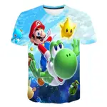 3D兒童T恤SUPER MARIO BROS圖案印花休閒夏季時尚短袖上衣