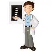 Chiropractor Figurine In Lab Coat With X Ray Christmas Ornament