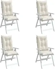 Highback Chair Cushions Set - Melange Cream Fabric, Outdoor Patio Furniture Seat Pillows, Chair Replacement Cushions for Bench & Chairs