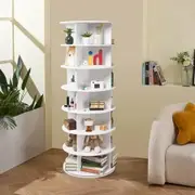 7-Tier Rotating Shoe Rack Tower 360degree Spinning Shoe Display Carousel White