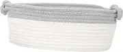 QUMIIRITY Foldable Woven Cotton Rope Storage Basket Snack Organizer for Home Nursery and Laundry Durable Design Smooth for Snacks Clothes and Crafts Grey