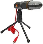 Mikinona Wired Condenser Microphone with Clip Holder for Podcasting Skype Karaoke Black Portable Design Wide Frequency Response Noise Isolation for PC Laptop Use