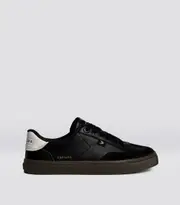 Women's Black Teak Soft Grain Leather Low Top Sneakers | Toca