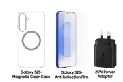 Samsung Galaxy S25+ Accessory Bundle (Transparent & Black)