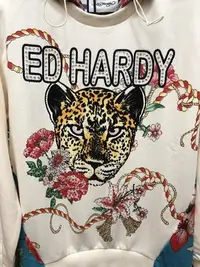 在飛比找Yahoo!奇摩拍賣優惠-亞軒潮店 潮款現出Ed Hardy 2021新款印花燙鉆豹子