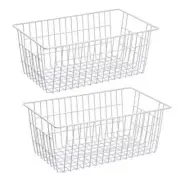 Freezer Baskets Wire Storage Baskets Closet Baskets Bin Farmhouse White-2P