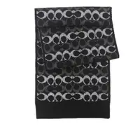 在飛比找PChome24h購物優惠-COACH 滿版CC Logo 羊毛及金屬纖維圍巾(黑色) 