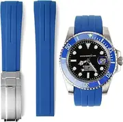 [Sight Focus] 20mm Curved End Rubber Watch Band for Rolex Submariner, Daytona, Yacht-Master, GMT-Master, Air-King,Datejust, Day-Date,Explorer, Oyster Perpetual Watch Strap Breitling,Omega,Tudor,Longines,Seiko