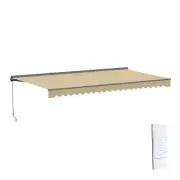 ALEKO Semi-Cassette Motorized LED Retractable 20x10 ft Patio Awning Canopy Sand