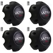 x4 Ultra Motorsports Xtreme FLAT Black 6 LUG Wheel Center Cap 89-9765SBX + BOLTS