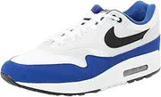 [Nike] Men's Air Max 1 Sneaker, White Black Deep Royal Blue, 12.5 US