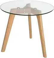 SK Designer Living Stad Round Glass Side Table - Natural