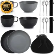 Camping Mess Kit, Silverware Set with Spoons, Forks, Knives for Outdoor Travel