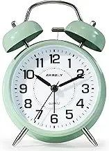 AYRELY® Super Loud Twin Bell Alarm Clock for Heavy Sleepers, 4-Inch Silent Non-Ticking Quartz with Backlight, Metal Cute Clock for Kids' Rooms (Saga Green)