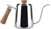 Stainless Steel DRIP Coffee Kettle Premium GOOSENECK SPOUT for Precise Extraction and ANTISCALD Grip 304 Stainless Steel Wooden Handle [for DRIP Coffee Lovers] (350ml)