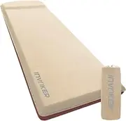 INVOKER Self-Inflating Camping Sleeping Pad, 3.1" Ultra-Thick Foam Insulated Durable Camping Mat Air Mattress with Pillow, for Tent, Car, Camping, Travel, Picnic, Khaki with Pink-Orange