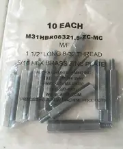 Male-Female Threaded Hex Standoffs 5/16” Hex 1 1/2” Long 8-32 Thread (Bag Of 10)