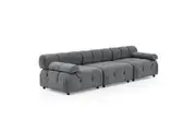 Foret 3 Seater Sofa Modular Arm Seat Tufted Velvet Lounge Couch Chaise Dark Grey