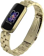 NINKI Compatible Metal Bands for Fitbit Luxe Special Edition &Fitbit Luxe Bands Women,Solid Stainless Steel Adjustable Strap Replacement Band for Fitbit Luxe Band Men Girls