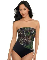 [Magicsuit] Nighthawk Goddess One Shoulder Tummy Control Swimsuit in Black Multi