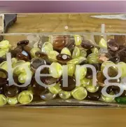 Elegant Glass Display Box with Mixed Glass Pebbles or Candle holder