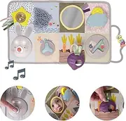 Taf Toys Newborns & Toddlers Busy Board with Music & Lights 13 Montessori Activities, Baby Safe Mirror, 3D Activities & Textures. Develops Motor Skills, Senses & Eye Hand Coordination