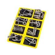8pcs Metal Crafts Chinese Ring Puzzle IQ Brain Teaser Kid Adult Educational Toy