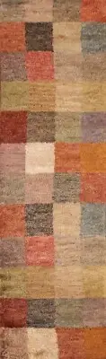 Checked Modern Moroccan Oriental Runner Rug 2' 5" x 9' 11" Jute Handmade Carpet